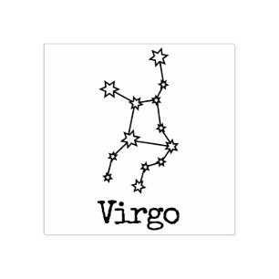 Stars Zodiac Celestial Horoscope Virgo Rubber Stamp