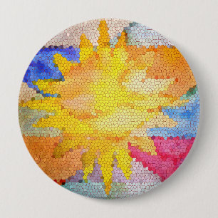 Starshine Sun  Bright Happy Colorful Star Sunshine 4 Inch Round Button