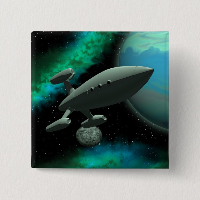 Starship Explorer (Square) 2 Inch Square Button (Front)
