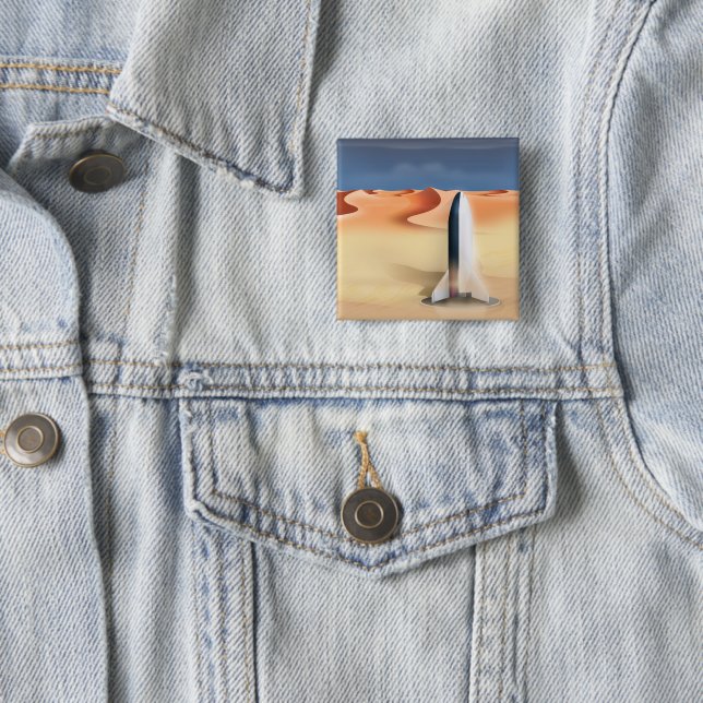 Starship On the Planet Mars 2 Inch Square Button (In Situ)