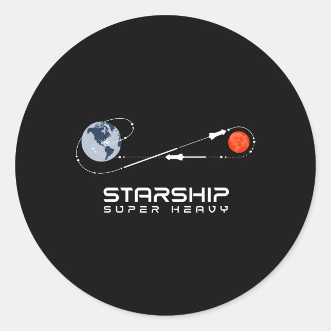 Starship Super Heavy Mars Space Exploration Raptor Classic Round Sticker (Front)