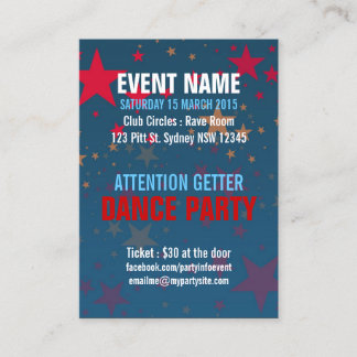 Starstruck Mega Stars Event Party Mini Flyers Business Card