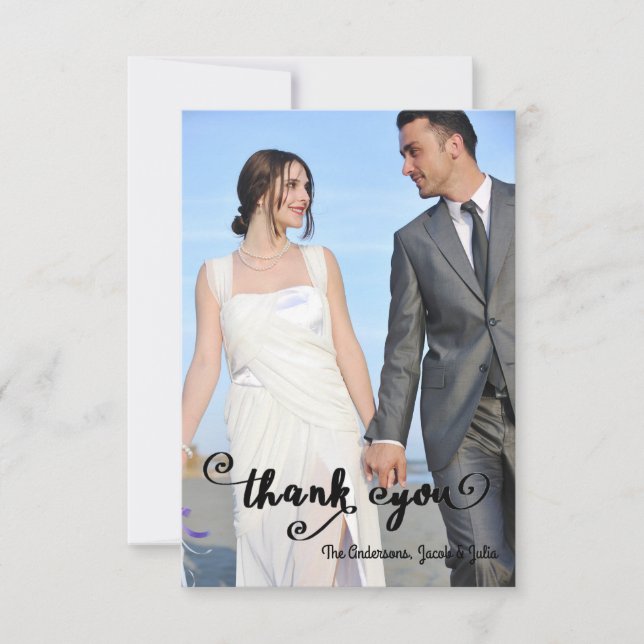 Starstruck Script Photo - 3x5 Wedding Thank You (Front)