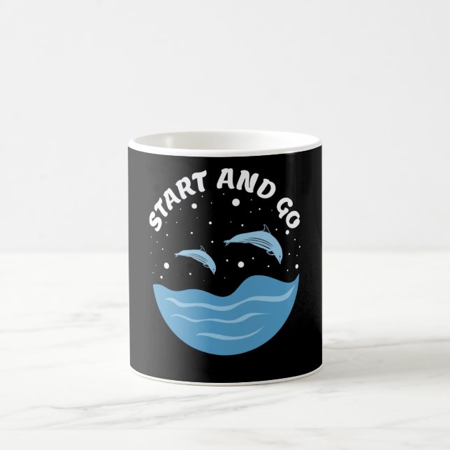 Start and Go! - Cute Dolphins Coffee Mug (Center)