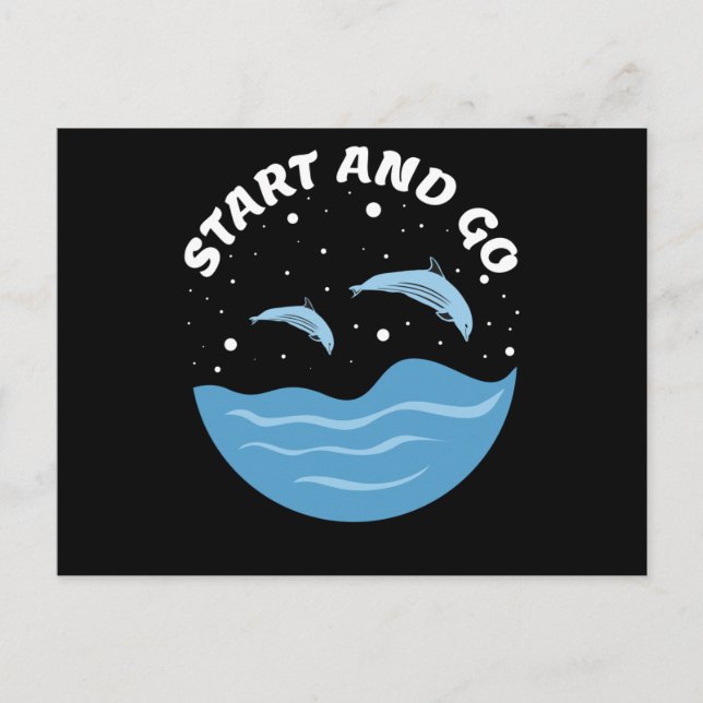 Start and Go! - Cute Dolphins Postcard (Front)