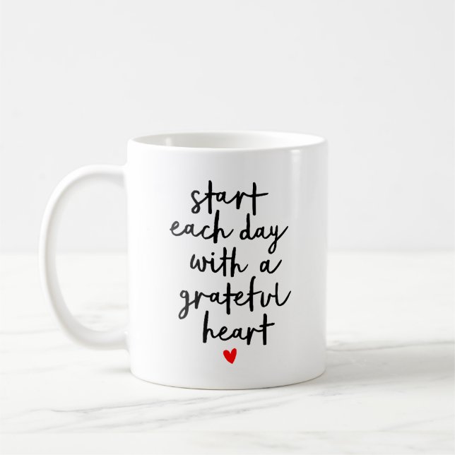 Start Each Day Inspirational Quotes Calligraphy Coffee Mug (Left)