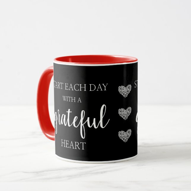 Start each day with a grateful heart coffee mug (Front Left)