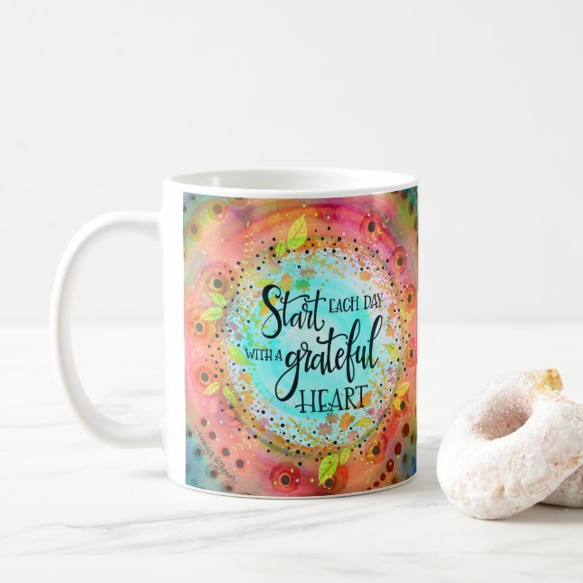 Start Each Day With a Grateful Heart Coffee Mug (With Donut)