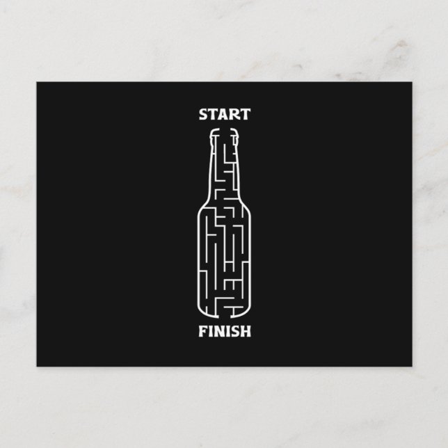 Start Finish Beer Bottle Labyrinth Maze Beer Lover Postcard (Front)