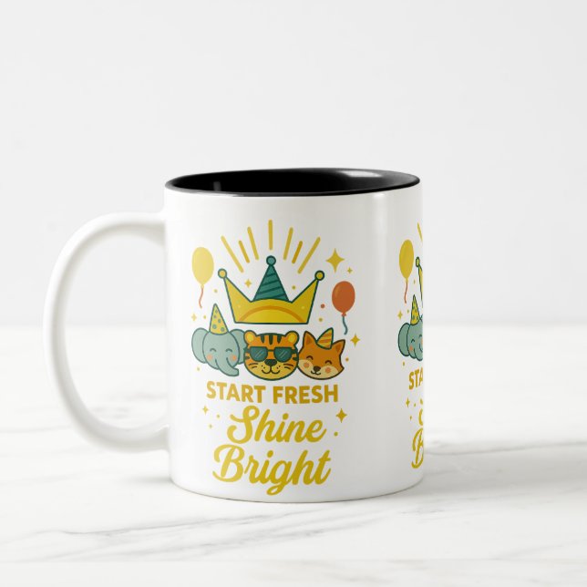 Start Fresh, Shine Bright Two-Tone Coffee Mug (Left)