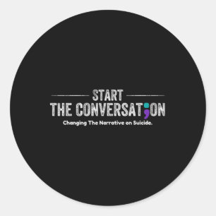 Start The Conversation Mental Health Suicide Aware Classic Round Sticker