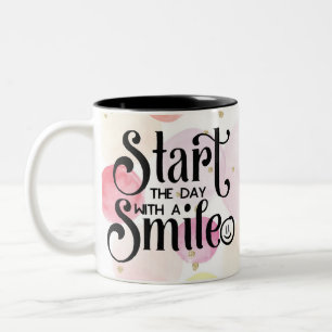 Start The Day with a Smile Two-Tone Coffee Mug