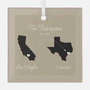 Start to State Family Move Glass Ornament