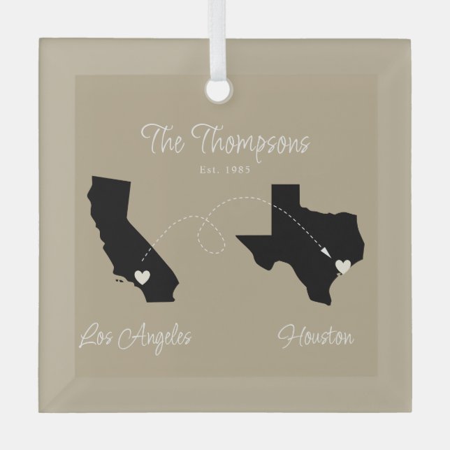 Start to State Family Move Glass Ornament (Front)