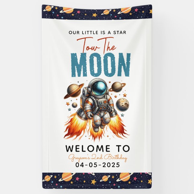  start tow the moon 2nd Birthday Space Banner (Vertical)