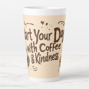 Start Your Day with Coffee & Kindness Quote Latte Mug