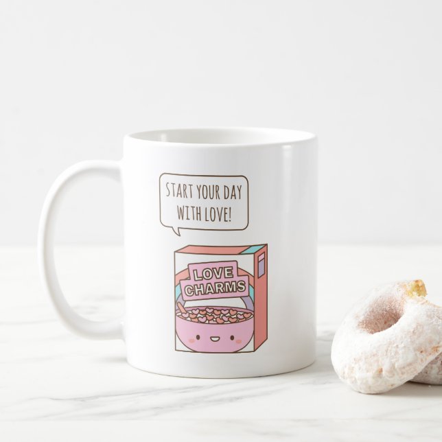 Start Your Day with Love, Morning Affirmation Coffee Mug (With Donut)