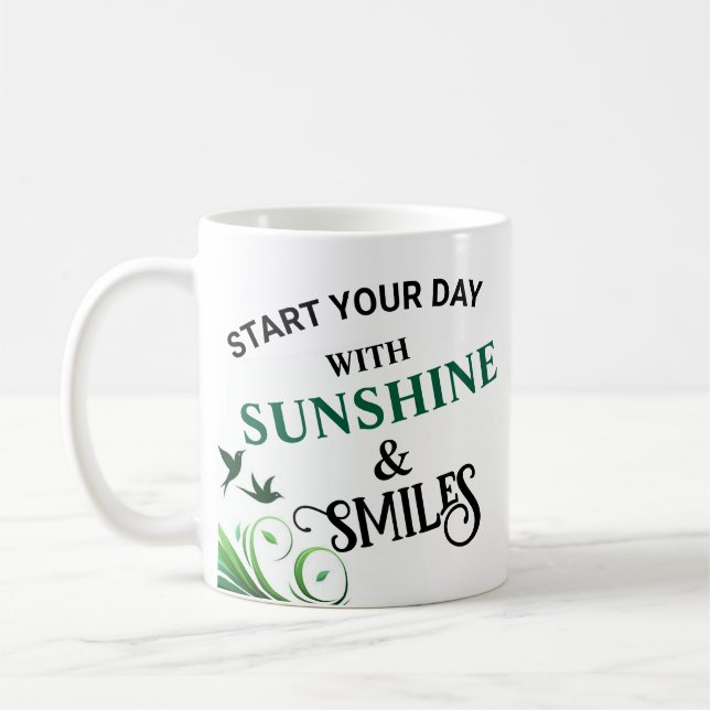 Start Your Day With Sunshine & Smile Design coffee Coffee Mug (Left)