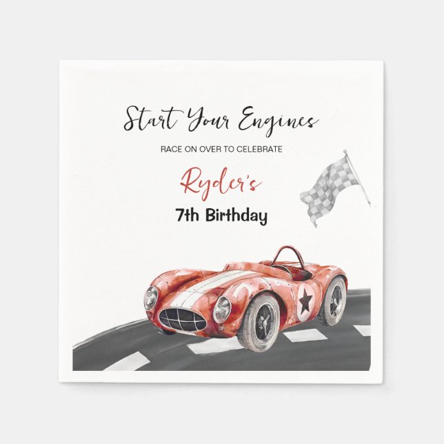 Start Your Engine Any Age Birthday  Napkin (Front)