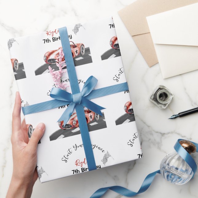 Start Your Engine Any Age Birthday  Wrapping Paper (Gifting)