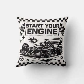 Start Your Engine Throw Pillow Gift for Racing Lov