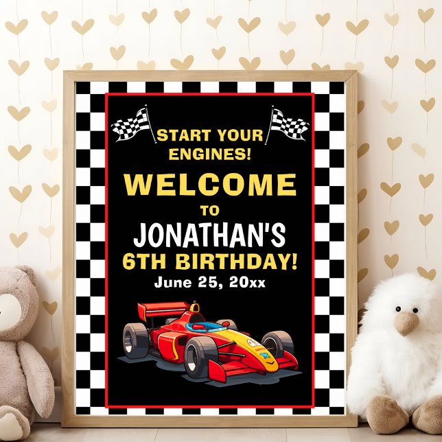 Start Your Engines! Fun Racing Driver Birthday Boy Poster (Creator Uploaded)