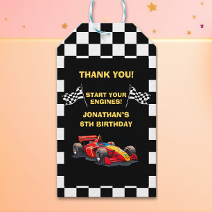 Start Your Engines! Fun Racing Driver Birthday Gift Tags