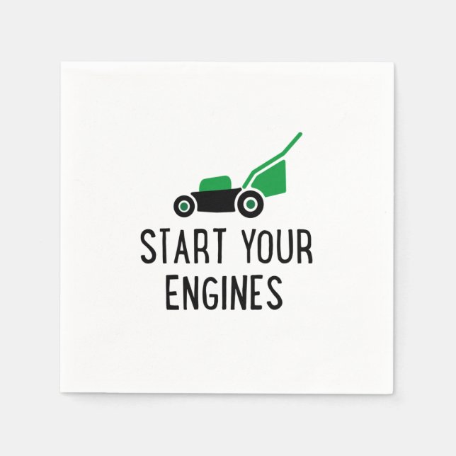 Start your Engines Lawn Mower Napkin (Front)