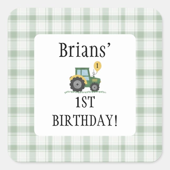 Start Your Tractor Children Birthd Square Sticker (Front)