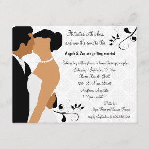 Started With A Kiss Dark Ethnic Bridal Invitation