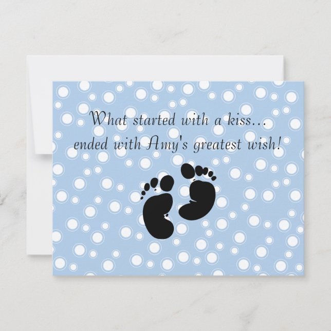 Started With A Kiss Wish Blue Baby Shower Invitation (Front)