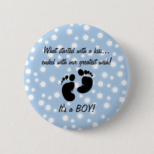 Started With A Kiss Wish Blue Custom 2 Inch Round Button