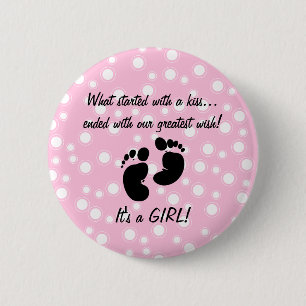 Started With A Kiss Wish Pink Custom 2 Inch Round Button
