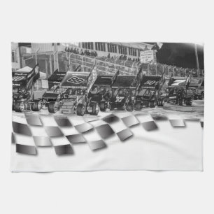 Starting Lineup Winged Sprint Cars Kitchen Towel