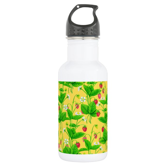 Starwberry garden on yellow 532 ml water bottle (Front)