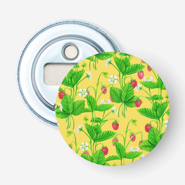 Starwberry garden on yellow bottle opener (Front)