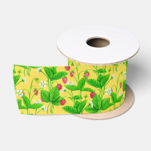 Starwberry garden on yellow satin ribbon