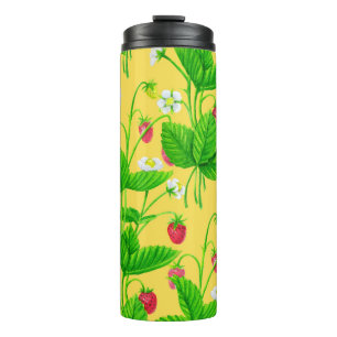 Starwberry garden on yellow thermal tumbler