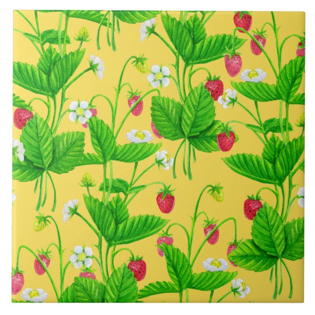 Starwberry garden on yellow tile (Front)