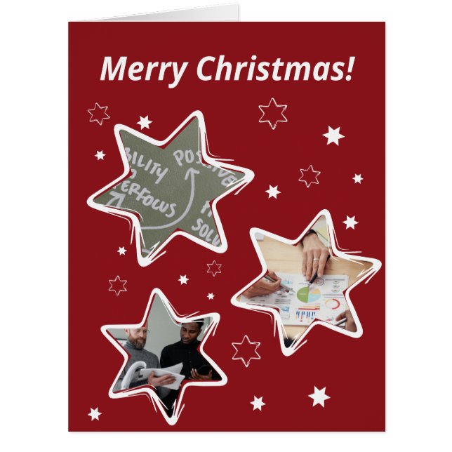 Stary Custom Photos Red Life Coach Christmas Card (Front)