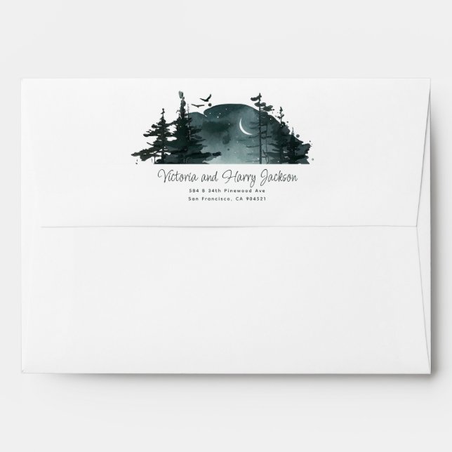 Stary Night Mountain Trees Adventure Themed Envelope (Back (Top Flap))