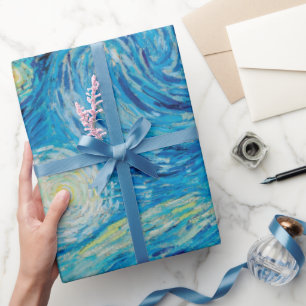 Stary night van gogh floral pattern Wrapping Paper
