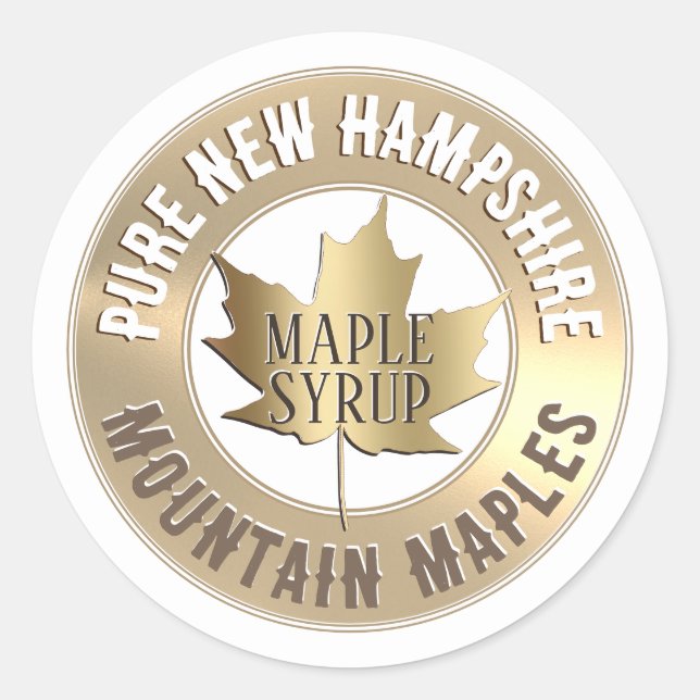 State and Business Name Gold Maple Leaf Mini Label (Front)