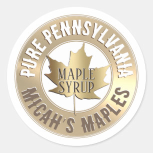 State and Business Name Gold Maple Leaf Mini Label