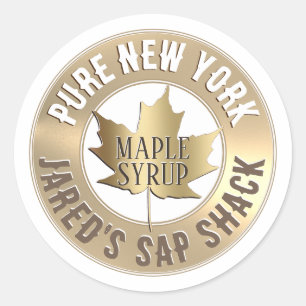 State and Business Name Gold Maple Leaf Mini Label