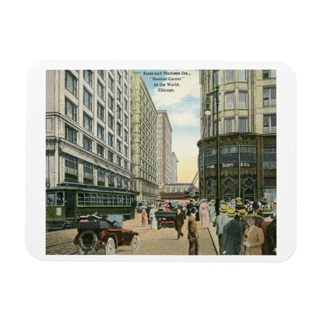 State and Madison Streets, Chicago 1916 Vintage  Magnet (Horizontal)