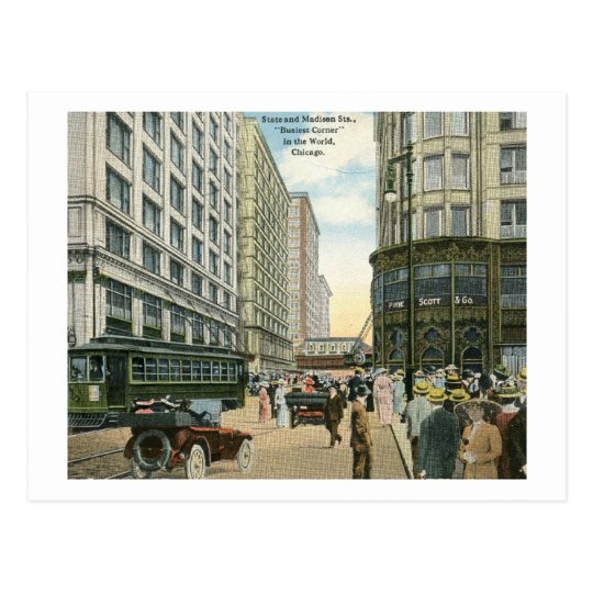 State and Madison Streets, Chicago 1916 Vintage Postcard