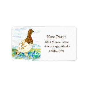 State Bird of Alaska Willow Ptarmigan Address Label