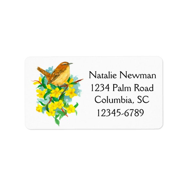 State Bird of South Carolina Wren Return Address Label (Front)