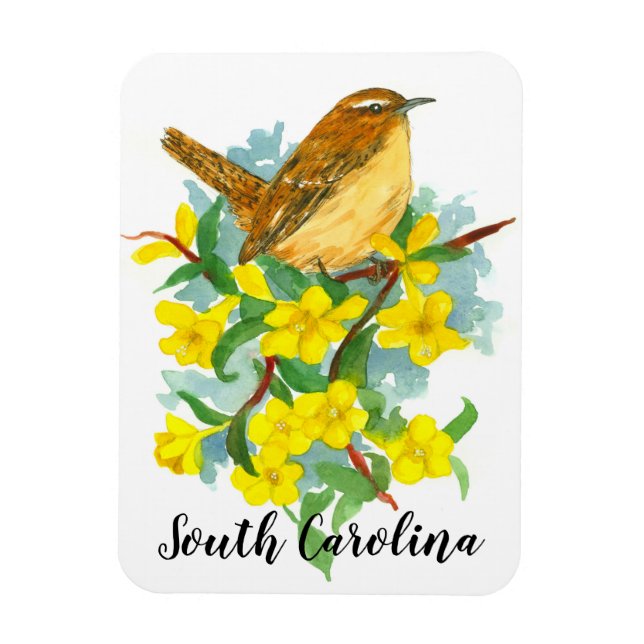 State Bird of South Carolina Wren Watercolor Magnet (Vertical)